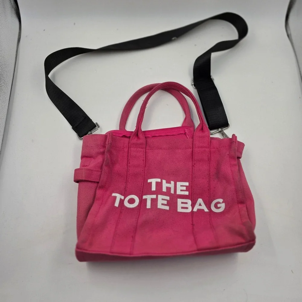 The Tote Bag Pink Canvas Crossbody Handbag Small Travel Satchel